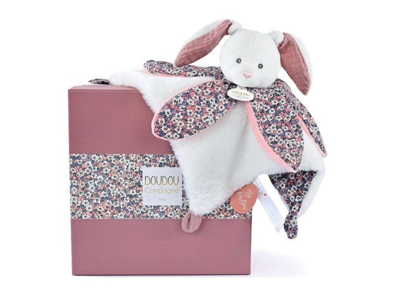 Doudou et Schmusetuch Hase Blüte rosa